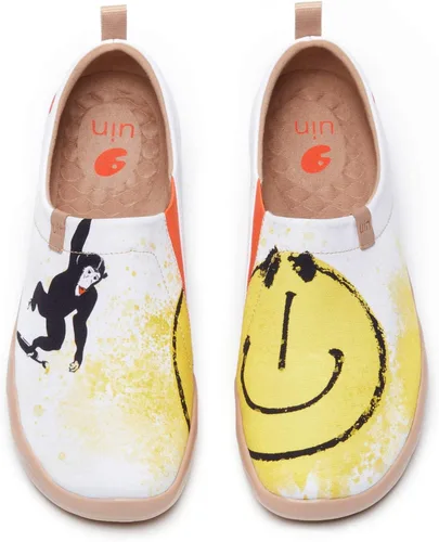 Vista 113 de UIN Zapatos de viaje para caminar para hombre, sin cordones, de lona, informales, ligeros, cómodos y modernos, diseño de perritos felices Ahhhhh
