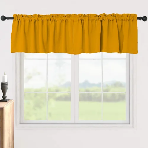 Vista 9 de Pickluc Cortinas opacas con cenefa de 18 pulgadas de largo, cortinas cortas con bolsillo para barra para ventana de cocina, baño, sala de estar