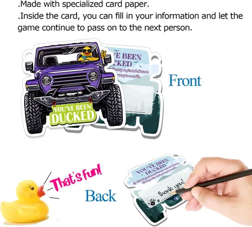Vista 5 de You've Been Ducked - Tarjeta de juego, tarjeta de juego para Jeep o SUV, etiquetas de pato, pato de goma para etiquetas, diseño de automóvil de 4 4