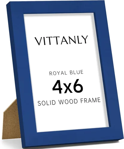 Vista 194 de Vittanly - Marco de fotos de 4 x 6 pulgadas de madera maciza con plexiglás, incluye paspartú de 3,5 x 5, para colgar en la pared o poner sobre una
