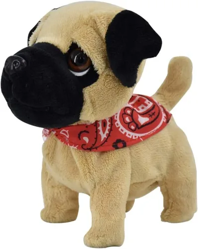 Vista 6 de WEofferwhatYOUwant Pug Daddy - Juguete interactivo de peluche robot para perros pequeños - Activado por tacto y sonido, 8 trucos realistas - Ladrar