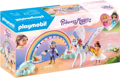 Vista 2 de Playmobil Pegaso con arco iris en las nubes