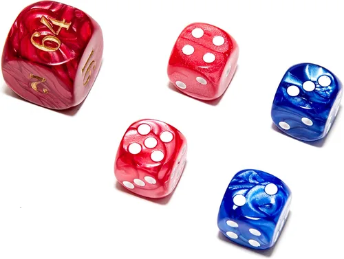 Vista 6 de Bello juegos Deluxe dados de imitación de mármol sets-black/, Azul, 5/8