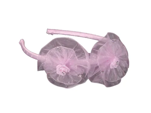 Vista 9 de Cinta de flores de organza y diadema de diamantes de imitación (rojo)