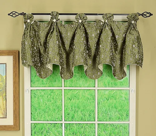 Vista 20 de Today's Curtain Madison - Cenefa reversible con botones, 20 pulgadas de largo, color burdeos