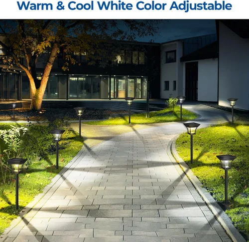Vista 4 de CINOTON RGBCW Luces solares para caminos al aire libre, 3 modos de iluminación, paquete de 6