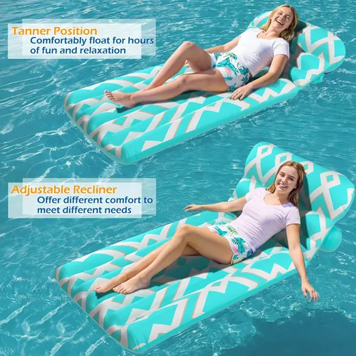 Vista 3 de Jasonwell Inflatable Pool Float Adult - Ultra-Comfort Soft Fabric Pool Floaties Lounge Floats Floating Chair Raft with Adjustable Backrest Air