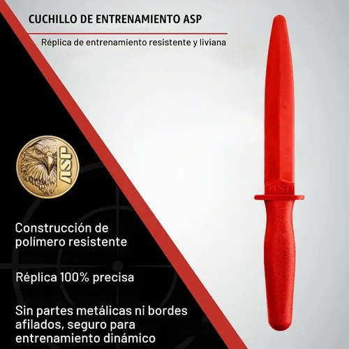 Vista 2 de Cuchillo rojo ASP, polímero moldeado para un entrenamiento seguro