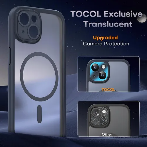 Vista 702 de TOCOL Funda para iPhone 11, compatible con Magsafe, protección completa de cámara, imanes integrados, protección contra caídas, funda translúcida