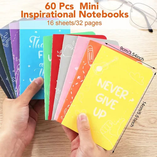 Vista 4 de BESARME A6 Pocket Notebook Inspirational Theme Colorful Covers Blank Pages Small Journal for Sketching Daily Planning Notes Travel Kids Students
