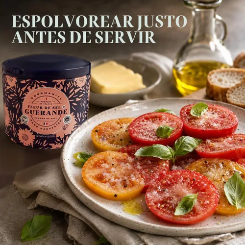 Vista 5 de Gourmanity Fleur De Sel De Guerande, 4.4 onzas de sal francesa cosechada a mano Fleur De Sel sal marina francesa, flor de Sol sal marina de Francia