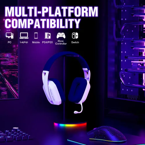 Vista 8 de WolfLawS TA3000 Lightspeed - Auriculares inalámbricos para juegos para PC, PS5, PS4, Nintendo Switch, Bluetooth USB con micrófonos desmontables e