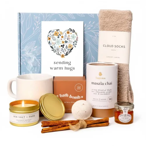 Vista 10 de Unboxme Get Well Soon - Cesta de regalo reconfortante para mujeres, caja de cuidado personal calmante con calcetines esponjosos, taza de cerámica