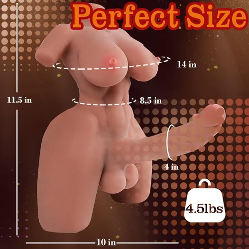Vista 2 de 4.5 libras Unisex FUTA para hombres, pareja gay, muñeca sexual transexual para hombres con consolador flexible, pechos y anal, muñeca de torso
