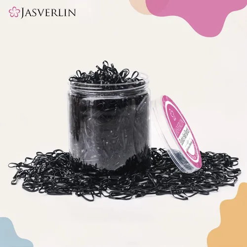 Vista 6 de JASVERLIN Mini bandas de goma negras, bandas elásticas para el cabello 2000 Negro