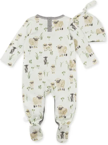 Vista 2 de Burt's Bees Baby - Enterizo para bebés niños, 100% algodón orgánico, conjunto de una pieza, Feeling Sheepish, 9 meses