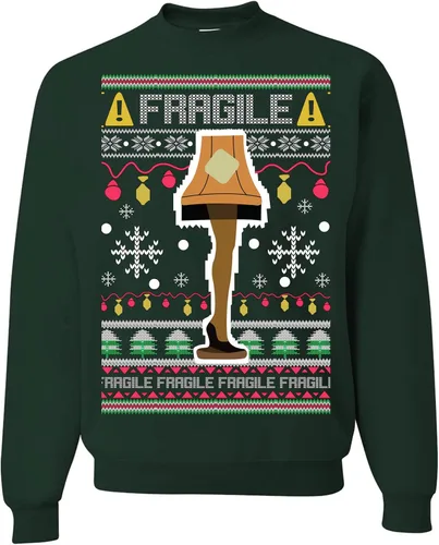 Vista 48 de wild custom apparel Suéter feo de Navidad a la moda más reciente de la colección 3 sudadera de cuello redondo Negro