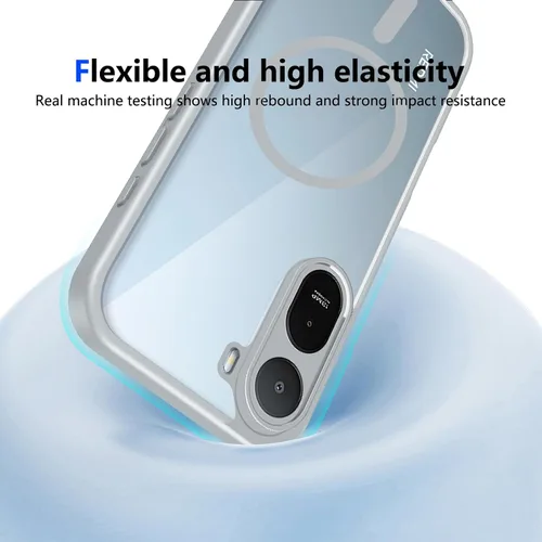 Vista 7 de Funda magnética transparente compatible con Xiaomi 17T, color negro 2 en 1 PC + TPU cubierta de teléfono a prueba de golpes, carcasa protectora
