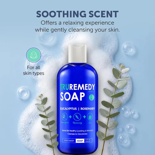 Vista 2 de Truremedy Naturals Gel de Ducha de Eucalipto y Romero – Gel de ducha terapéutico y relajante para hombres y mujeres – Gel de ducha hidratante