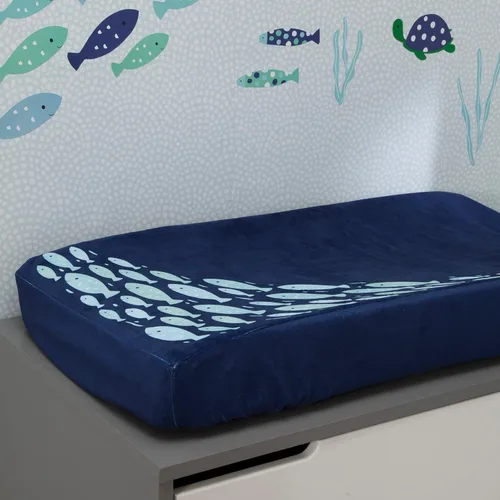 Vista 3 de Lambs & Ivy Funda para cambiador de pañales Oceania - Blue Fish