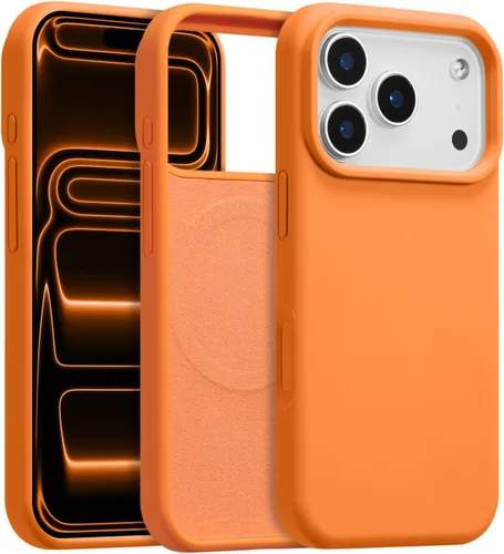 Vista 656 de Funda magnética de silicona para iPhone 13 Pro, color blanco antiguo [Compatible con Magsafe] [Forro de microfibra suave antiarañazos], funda