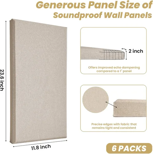 Vista 2 de 6 paneles acústicos, grandes paneles de pared insonorizados, paneles profesionales de fibra de vidrio que absorben el sonido, paneles de espuma a