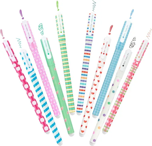 Vista 2 de 10 bolígrafos de colores, bonitos bolígrafos para niñas, 10 bolígrafos kawaii, juego de bolígrafos de punta fina para niños, niñas, estudiantes