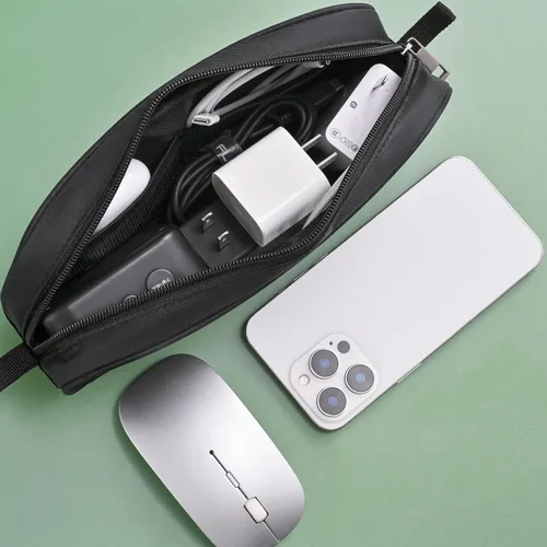 Vista 6 de Funda para cargadores de laptop, bolsa de malla con cremallera para accesorios electrónicos para laptop, tableta, alimentación, mouse, cable