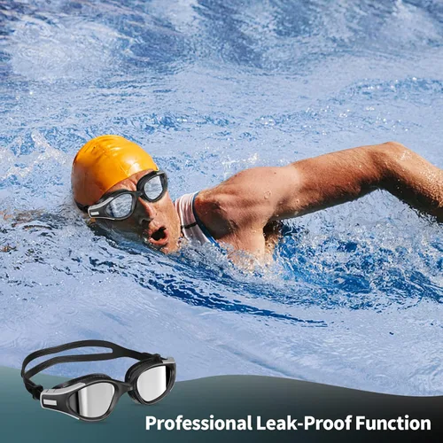 Vista 7 de Gafas de natación, gafas de natación para adultos, hombres y mujeres, antiniebla, sin fugas, gafas de piscina