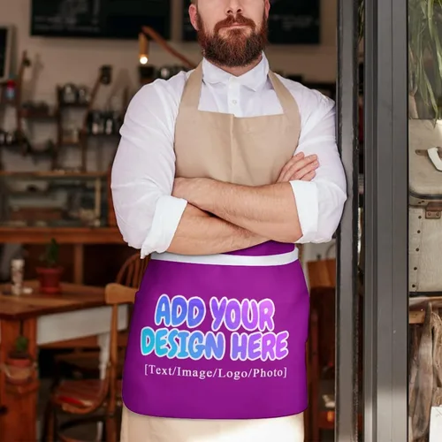 Vista 16 de AXKEUDO Delantal personalizado con bolsillos, delantales de cintura para camarera para cocinar en casa, restaurante, servir trabajo