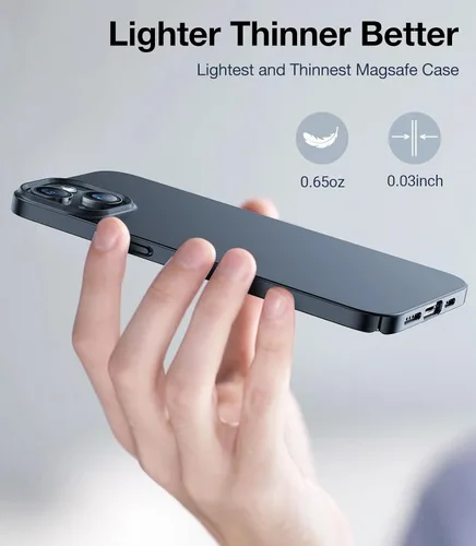 Vista 5 de TORRAS Funda Magnética de Ajuste Delgado para iPhone 13/iPhone 14, [Ultra Delgada][Compatible con MagSafe][Tacto de Terciopelo], Funda para iPhone