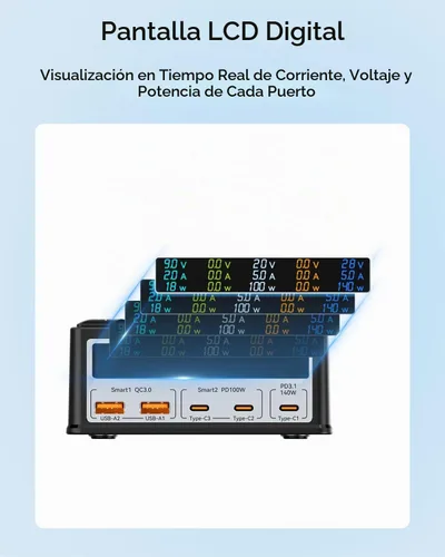 Vista 4 de Estación de carga de 260W 5Ports ,Concentrador de carga PD3.1