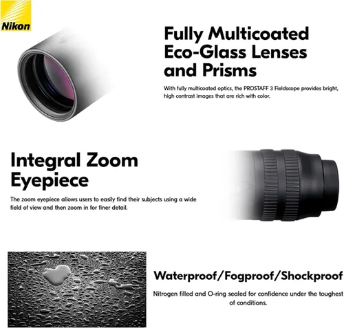 Vista 5 de Nikon PROSTAFF 3 - Conjunto de 16-1.890x2.362 in, color negro Verified Key Features: 16-48x Zoom Eyepiece, 60 Mm Objective, Fully Multi-Coated
