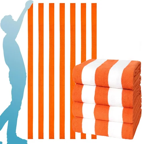 Vista 25 de Paquete de 4 toallas de baño extra grandes a rayas, juego de toallas de baño a granel, tamaño XL, grandes, esponjosas, absorbentes, de microfibra