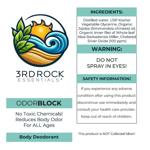 Vista 2 de 3rd Rock Essentials ODORBlock Desodorante corporal sin perfume Desodorante invisible sin aluminio no tóxico Cuidado personal totalmente natural