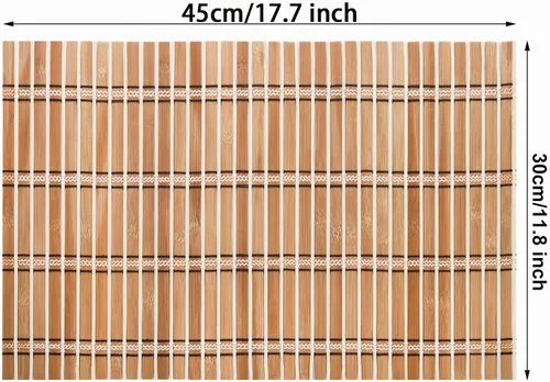 Vista 2 de Coloch Paquete de 8 manteles individuales de bambú natural, rústico, antideslizante y resistente al calor, para cocina, comedor, protección de mesa