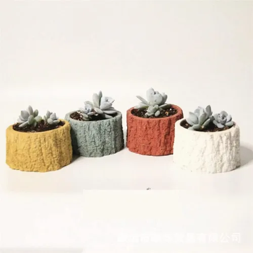 Vista 7 de Molde de silicona para tocón de árbol, maceta suculenta de hormigón, resina epoxi, molde de cemento de arcilla, soporte para velas, caja