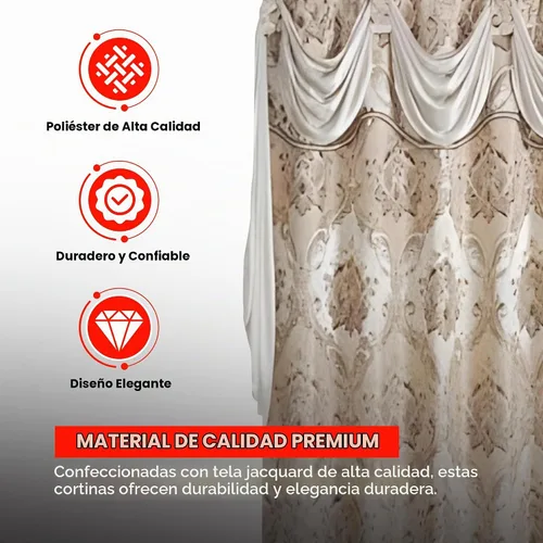 Vista 3 de Sapphire Home - Cortinas de jacquard de 84/63 pulgadas de longitud con cenefa adjunta + parte trasera transparente + 2 borlas, cortina tradicional