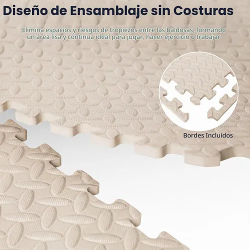 Vista 9 de Tangkula Alfombrillas de ejercicio de 24 azulejos con borde, tapetes protectores de espuma EVA antideslizantes, tapetes elásticos de juego