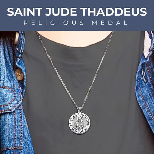 Vista 2 de PicturesOnGold.com Medalla religiosa de San Judas - en plata de ley, oro de 10 quilates o 14 quilates