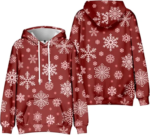 Vista 2 de Men Christmas Hoodie Oversized Cotton Light Weight Graphic Ugly Christmas Sweatshirt Cool Soft Pullover