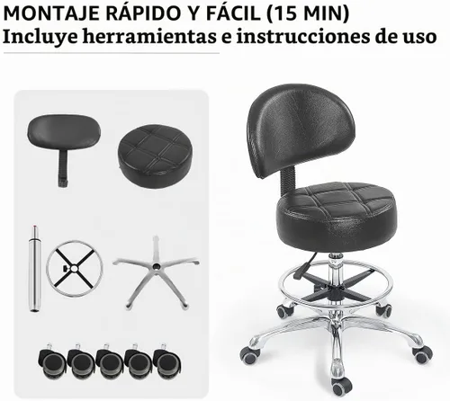 Vista 7 de Grace&Grace Taburete giratorio de altura ajustable con asiento extra grande extra grueso para máxima comodidad para salón, estudio, tienda, cocina