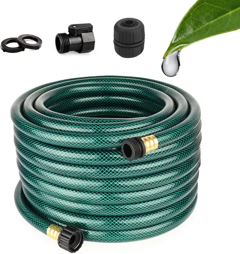 Vista 14 de Manguera de agua corta de 5/8 pulgadas: Manguera líder de PVC de 3 pies ligera y sin torceduras con accesorios de plástico para conexión de grifo a