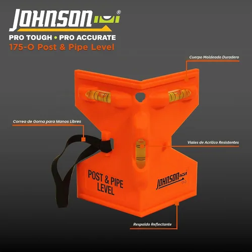 Vista 3 de Johnson Nivel de poste 175-O, GloOrange Operación manual Plástico ABS y goma 9 x 5 pulgadas 1 unidad