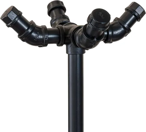 Vista 5 de MyGift Perchero industrial de metal negro de 64 pulgadas con diseño de tubo realista y 12 ganchos, organizador de entrada para colgar abrigos