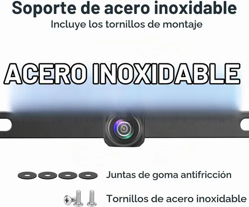 Vista 3 de Cámara de respaldo para matrícula, cámara de marcha atrás para coche AHD Rear View Camera, IP69 Waterproof Universal Stainless Bracket Back up