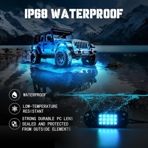 Vista 3 de SHINIGHT Luces LED de roca para camiones, kit de 6 cápsulas de luces para Jeep, kit de iluminación exterior con control de aplicación, modo