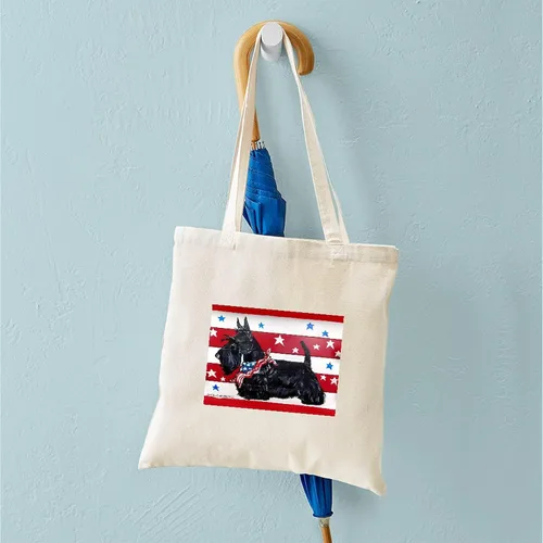 Vista 4 de CafePress American Scottie - Bolsa de compras de lona beige natural reutilizable