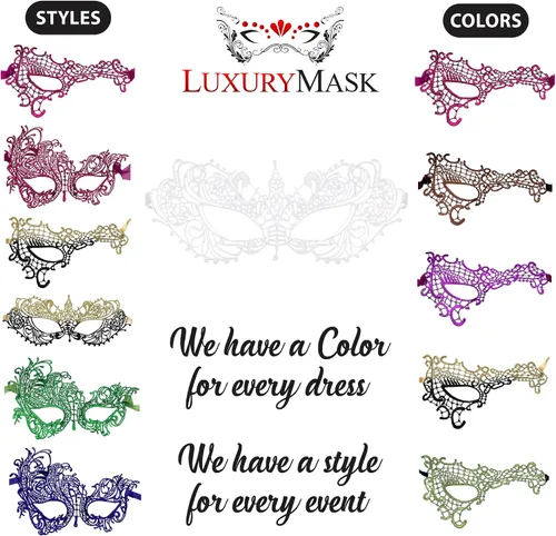Vista 4 de Masquerade Mask For Women Lace Masquerade Masks for Masquerade Party, Proms, Venetian Party, Mardi Gras, Halloween & Cosplay