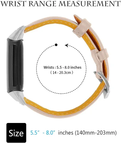 Vista 5 de Leather Strap Compatible with Fitbit Charge 6/Charge 5 Strap, Women Men Genuine Leather Sport Band Replacement Watch Wristband Bracelet for Charge 6